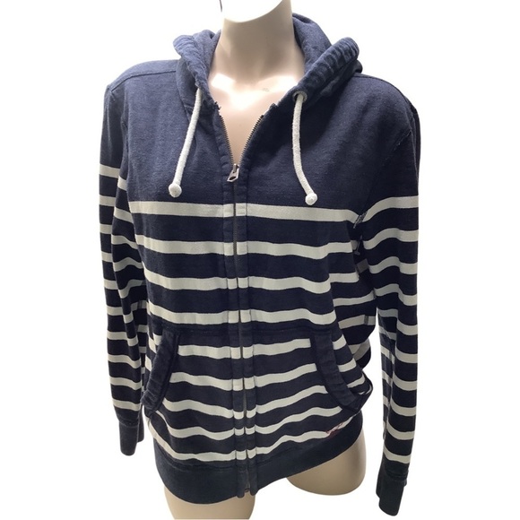 American Eagle Striped Hooded Jacket Preowned - Picture 1 of 7